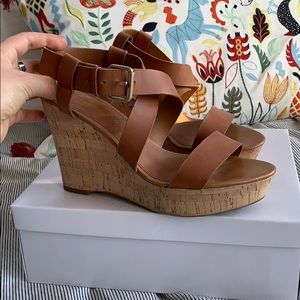 Franco Sarto Tan Cork Wedges